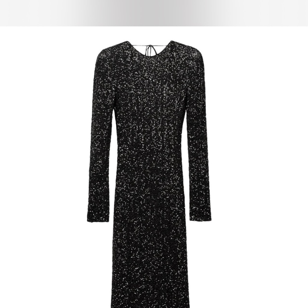 Zara Black Sequin Long Sleeve Dress